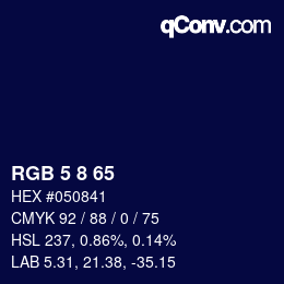Color code: RGB 5 8 65 | qconv.com