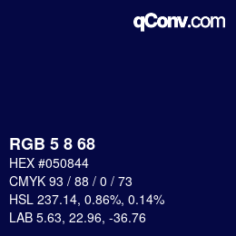 Color code: RGB 5 8 68 | qconv.com