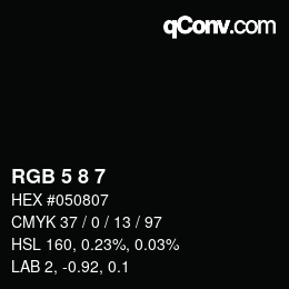 カラーコード: RGB 5 8 7 | qconv.com