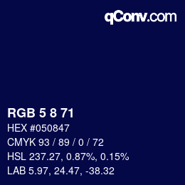 カラーコード: RGB 5 8 71 | qconv.com
