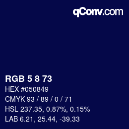 Color code: RGB 5 8 73 | qconv.com
