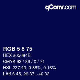 カラーコード: RGB 5 8 75 | qconv.com