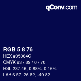 Color code: RGB 5 8 76 | qconv.com