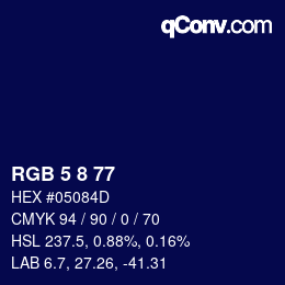 Color code: RGB 5 8 77 | qconv.com
