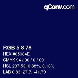 カラーコード: RGB 5 8 78 | qconv.com
