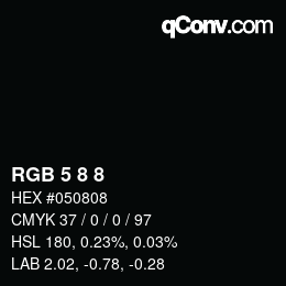 Código de color: RGB 5 8 8 | qconv.com