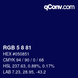 カラーコード: RGB 5 8 81 | qconv.com