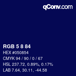 カラーコード: RGB 5 8 84 | qconv.com