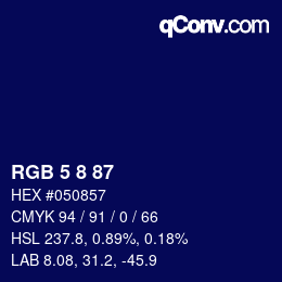 Color code: RGB 5 8 87 | qconv.com