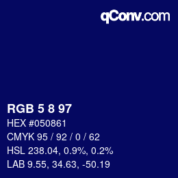 Color code: RGB 5 8 97 | qconv.com