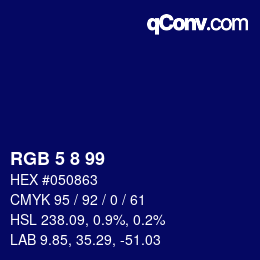 Color code: RGB 5 8 99 | qconv.com