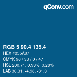 カラーコード: RGB 5 90.4 135.4 | qconv.com