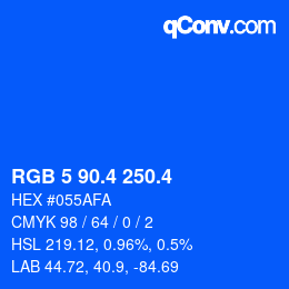 カラーコード: RGB 5 90.4 250.4 | qconv.com