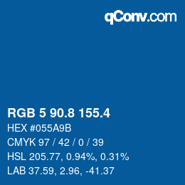 カラーコード: RGB 5 90.8 155.4 | qconv.com