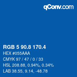 カラーコード: RGB 5 90.8 170.4 | qconv.com