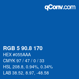 カラーコード: RGB 5 90.8 170 | qconv.com