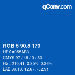 Color code: RGB 5 90.8 179 | qconv.com
