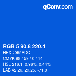 カラーコード: RGB 5 90.8 220.4 | qconv.com
