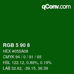 カラーコード: RGB 5 90 8 | qconv.com