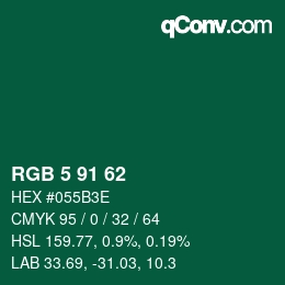 Color code: RGB 5 91 62 | qconv.com