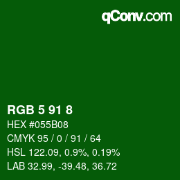 カラーコード: RGB 5 91 8 | qconv.com