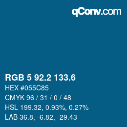 カラーコード: RGB 5 92.2 133.6 | qconv.com