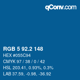 カラーコード: RGB 5 92.2 148 | qconv.com