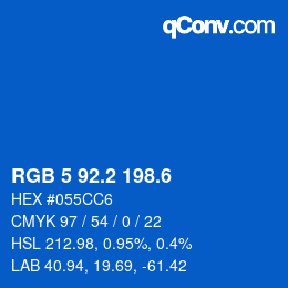 カラーコード: RGB 5 92.2 198.6 | qconv.com