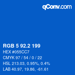 Color code: RGB 5 92.2 199 | qconv.com
