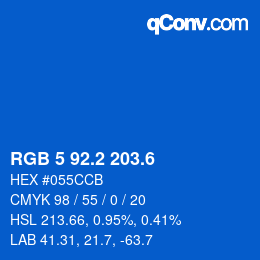 カラーコード: RGB 5 92.2 203.6 | qconv.com