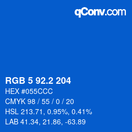 カラーコード: RGB 5 92.2 204 | qconv.com