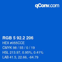 カラーコード: RGB 5 92.2 206 | qconv.com