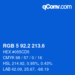 カラーコード: RGB 5 92.2 213.6 | qconv.com