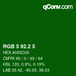 カラーコード: RGB 5 92.2 5 | qconv.com