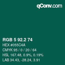 カラーコード: RGB 5 92.2 74 | qconv.com