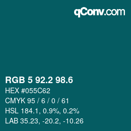カラーコード: RGB 5 92.2 98.6 | qconv.com