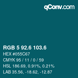 カラーコード: RGB 5 92.6 103.6 | qconv.com