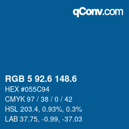カラーコード: RGB 5 92.6 148.6 | qconv.com