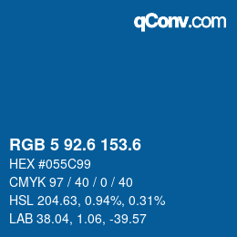 カラーコード: RGB 5 92.6 153.6 | qconv.com