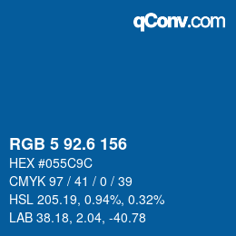 カラーコード: RGB 5 92.6 156 | qconv.com