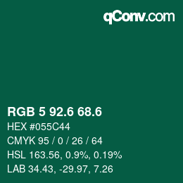 カラーコード: RGB 5 92.6 68.6 | qconv.com