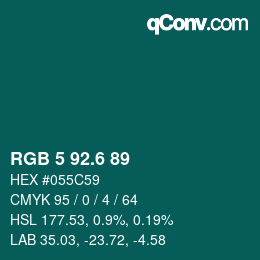 カラーコード: RGB 5 92.6 89 | qconv.com