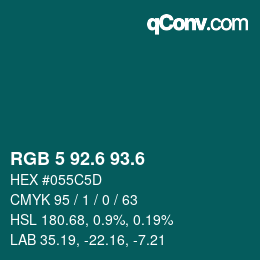 カラーコード: RGB 5 92.6 93.6 | qconv.com