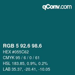 カラーコード: RGB 5 92.6 98.6 | qconv.com