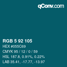 カラーコード: RGB 5 92 105 | qconv.com