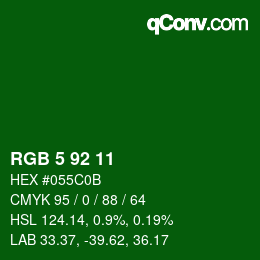 颜色代码: RGB 5 92 11 | qconv.com