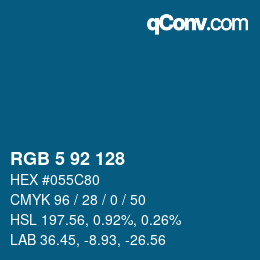 カラーコード: RGB 5 92 128 | qconv.com