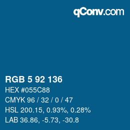 カラーコード: RGB 5 92 136 | qconv.com