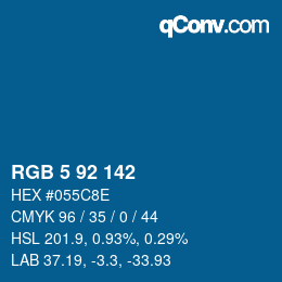 カラーコード: RGB 5 92 142 | qconv.com