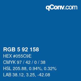 カラーコード: RGB 5 92 158 | qconv.com